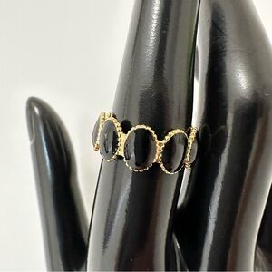 18K Gold Plated Black Geometric Open Ring